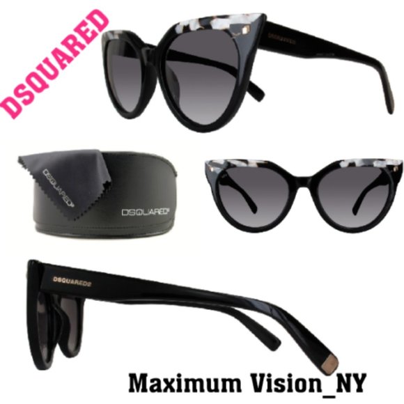 New DSQUARED DQ0277 Black Cat-Eye Sunglasses